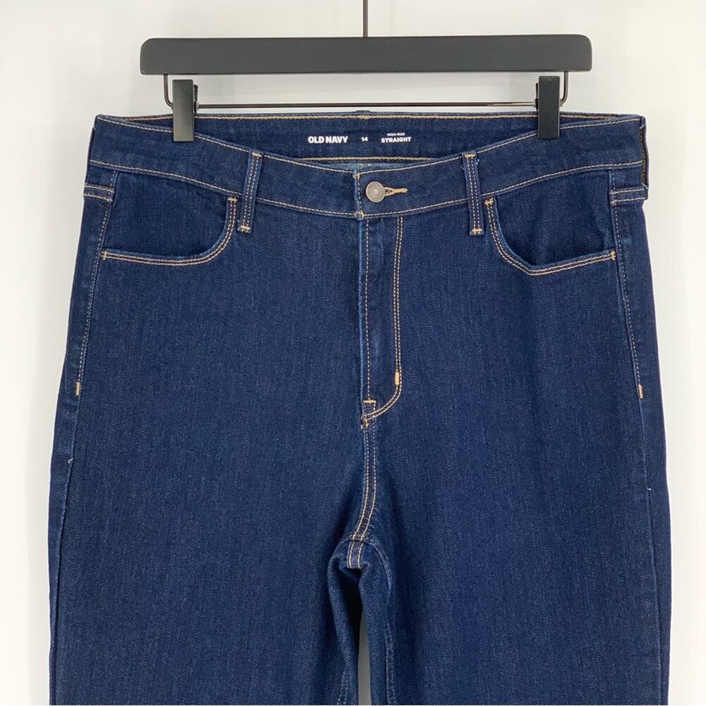 OLD NAVY Mid-Rise Straight Jeans Dark Wash 14 - Picture 2 of 7